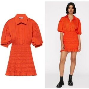 Frame shirt dress puff sleeve smock dress